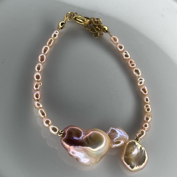 Handmade High Quality Freshwater Flameball Baroque Keshi Pearl Bracelet Perfect - Picture 1 of 4